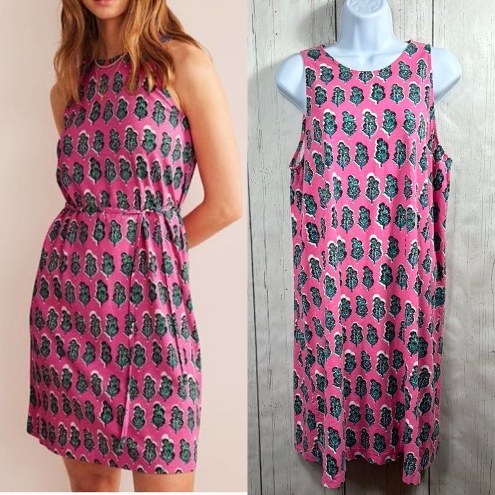 Boden Pink Jersey Sleeveless Festival Summer Dress Cotton Festival Vacation 12